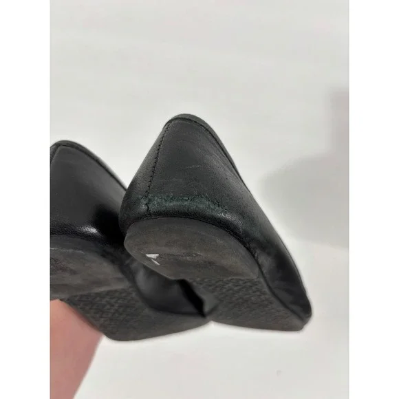 Tory Burch Black Lowell Leather Ballet Flats Embellished Logo Size 7 M - Picture 6 of 16